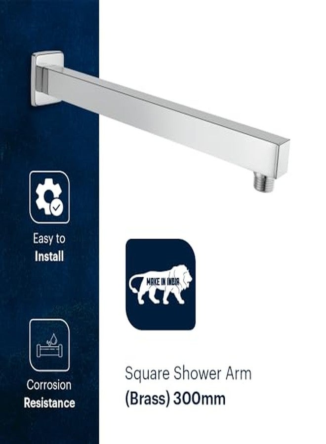Johnson Bathrooms Johnson Square Shower Arm 12 inches long with wall flange | Brass Material | Anti-Corrosion Shower Holder for Overhead Showers | 2 Year Warranty (S0001C2 - Chrome) - Image 3